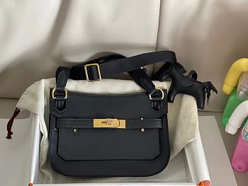 Hermes Mini Jypsiere Crossbody Bag Black Gold 23 x 17 x 9 cm