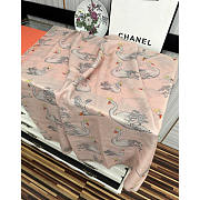 Chanel Swan Print Silk Scarf Pink 100x200cm - 3