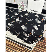 Chanel Swan Print Silk Scarf Black 100x200cm - 4