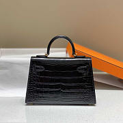 Hermes Black Shiny Alligator Mini Kelly 20 Gold Hardware 19cm - 5