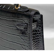 Hermes Black Shiny Alligator Mini Kelly 20 Gold Hardware 19cm - 3