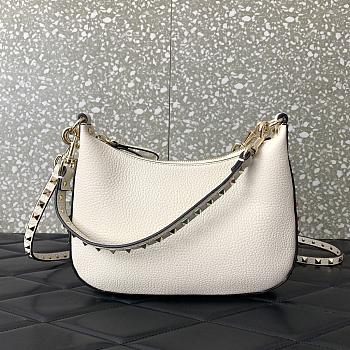 Valentino Small Rockstud Hobo Bag White 25x20x4cm