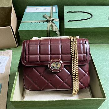 Gucci Deco Small Shoulder Bag Dark Red 25x19.5x8cm