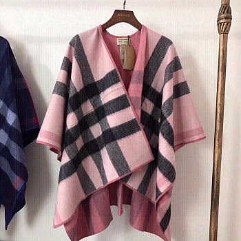 Burberry Check Flared Cape Coat Pink 140x140cm