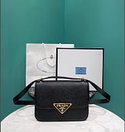 Prada Emblème Saffiano Shoulder Bag Black 22x15x6cm - 1