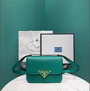 Prada Emblème Saffiano Shoulder Bag Green 22x15x6cm - 1