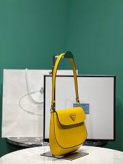 Prada Cleo Brushed Shoulder Bag Yellow 23x4x17cm - 3