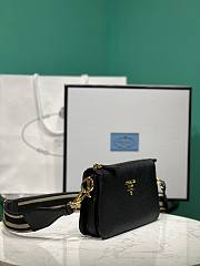 Prada Leather Shoulder Bag Black 23x13.5x5cm - 5