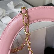 Chanel Flap Bag With Top Handle Pink Lambskin 22cm - 3