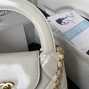 Chanel Flap Bag With Top Handle White Lambskin 22cm - 6