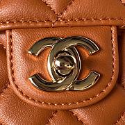 Camellia Embossed With Top Handle Bag Brown 21cm - 2