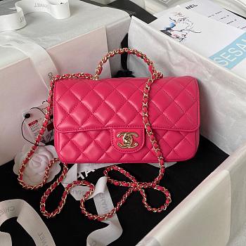 Chanel Camellia Embossed With Top Handle Bag Pink 21cm