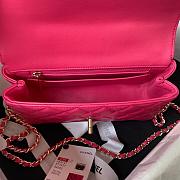 Chanel Camellia Embossed With Top Handle Bag Pink 21cm - 2