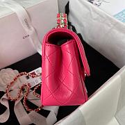 Chanel Camellia Embossed With Top Handle Bag Pink 21cm - 3