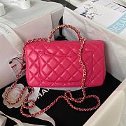 Chanel Camellia Embossed With Top Handle Bag Pink 21cm - 5