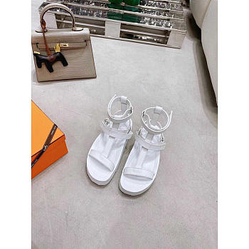 Hermes Enid Leather Gladiator Sandals White