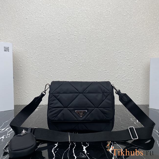 Prada Padded Re-Nylon Shoulder Bag Black 24x17.5x8.5cm - 1