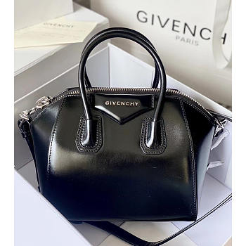 Givenchy Antigona Tote Glazed Mini Silver Metal Black 23x27x13cm