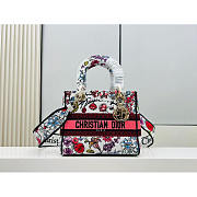 Dior Medium Lady D-LITE Bag White Multicolor Florilegio 24cm - 1