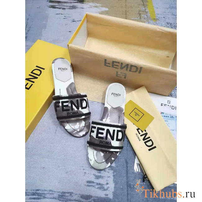 Fendi Sign Canvas Sandals Black - 1