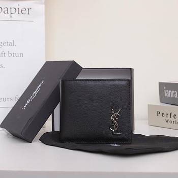 YSL Tiny Cassandre East West Wallet In Matte Leather Black 11x18x2cm