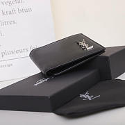 YSL Tiny Cassandre East West Wallet In Matte Leather Black 11x18x2cm - 3