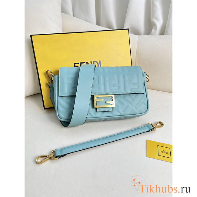 Fendi Baguette Blue Leather Bag 27x15x6cm - 1