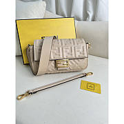 Fendi Baguette Leather Bag Beige 27x15x6cm - 1