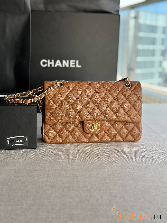 Chanel Flap Bag Caviar Gold Caramel 25cm - 1