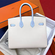 Hermes Birkin White Blue Handle Silver 25cm - 4