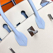 Hermes Birkin White Blue Handle Silver 25cm - 3