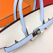 Hermes Birkin White Blue Handle Silver 25cm - 2