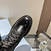 Prada Brushed Leather Re-Nylon Boots Black - 5