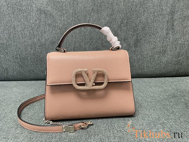 Valentino Small Vsling Handbag With Jewel Rose 22x17x9cm - 1