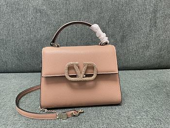 Valentino Small Vsling Handbag With Jewel Rose 22x17x9cm