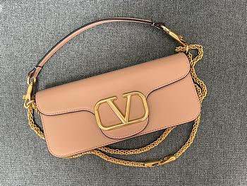 Valentino Loco Calfskin Shoulder Bag Rose 27x13x6cm