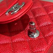 Chanel Mini Flap Bag Red Caviar Silver 17cm - 4