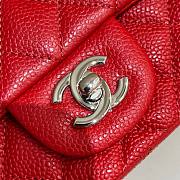 Chanel Mini Flap Bag Red Caviar Silver 17cm - 3