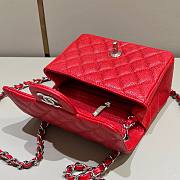 Chanel Mini Flap Bag Red Caviar Silver 17cm - 2