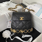 Chanel Small Backpack Calfskin & Gold-Tone Metal Black 18x18x8cm - 1