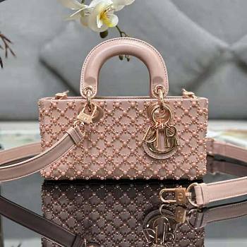 Dior Small Lady D-Joy Bag Rose Des Vents Cannage 22 x 12 x 6 cm