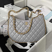 Chanel Shiny Crumpled Lambskin & Gold-Tone Metal Grey 18x29x2cm - 1