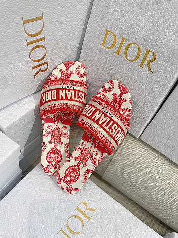 Dior Dway Slide Red Cotton Bandana