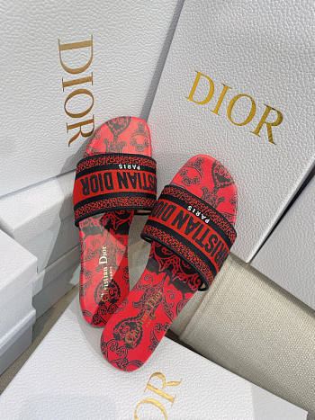 Dior Dway Slide Black Red Cotton Bandana