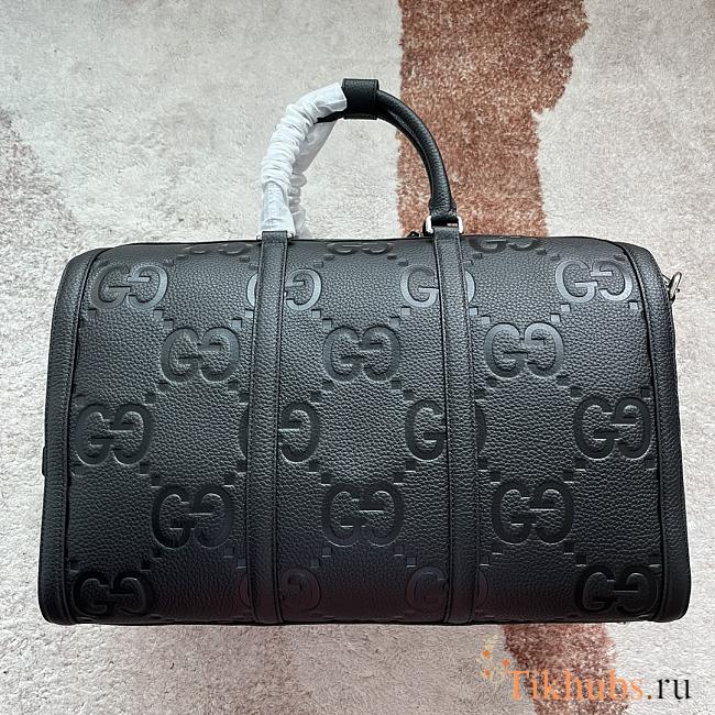 Gucci GG Embossed Leather Duffle Black 45x29x25cm - 1