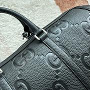 Gucci GG Embossed Leather Duffle Black 45x29x25cm - 3