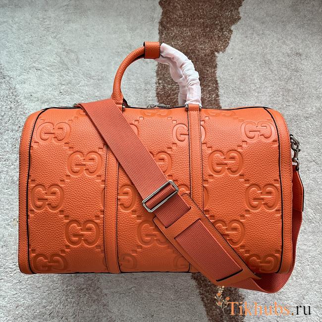 Gucci GG Embossed Leather Duffle Orange 45x29x25cm - 1