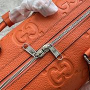 Gucci GG Embossed Leather Duffle Orange 45x29x25cm - 3