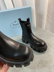 Prada Monolith Brushed Leather Black Boots - 4