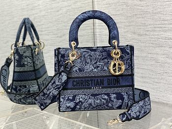 Dior Medium Lady D-Lite Bag Denim Blue 24cm